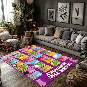 Kids Purple Learn Alphabet Animal Crystal Velvet Area Rug indoor rug cool theme rug Colorful Non‑Slip Educational Children Game Room Rug#KidsPurpleAlphabetRug #AnimalLearningPlayRug #EducationalDecor #PurpleColorfulCarpet #CrystalVelvetRug