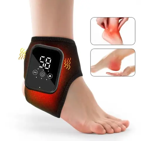 Wireless Electric Heated Ankle Wrap Massager with Vibration - Daily Home-Use Personal Care Appliance for Foot Pain Relief, Ankle Tension Relief