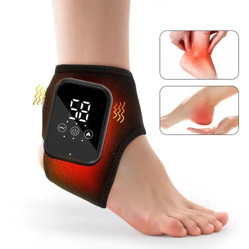 Wireless Heated Ankle Wrap Massager with Vibration for Tension Relief, Electric Personal Care Device for Home Use, Daily, Relaxation, Relieves Ankle Tension