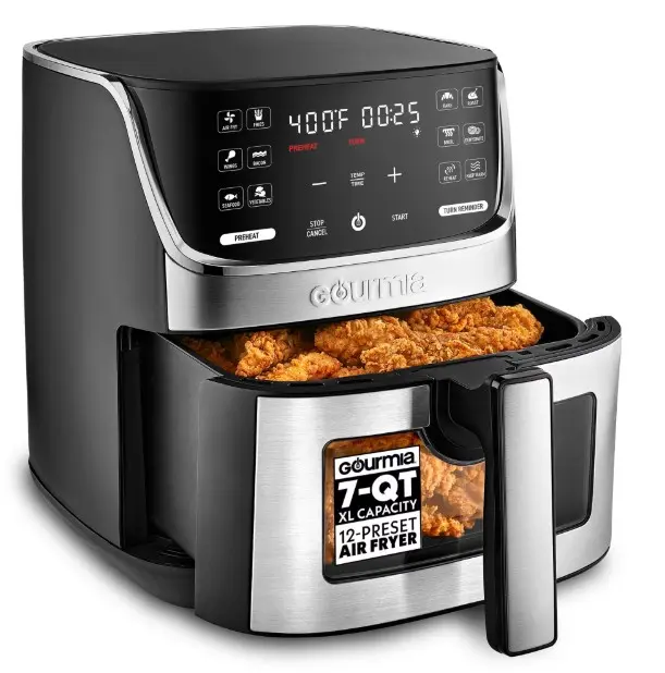 Gourmia 7 QT Digital Air Fryer with Easy View Window, 12-One Touch Presets Gourmia 7 QT Digital Air Fryer with Easy View Window, 12-One Touch Presets