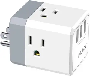 3 Outlet USB Wall Charger and Extender, ETL Listed 3 Way Splitter Adapter with USB Charging Ports for Home Office and Cruise Travel Use
