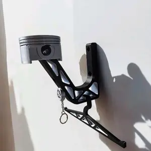 Customizable Motorcycle Helmet Wall Mount with Magnetic Keychain and Jacket Hanger - Hangers, Organiser