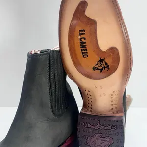 El Canelo El paso Men Buck Gris Leather Boots Square Injerto Welt Sole Double EE square Last Cowboy Style 04M1
