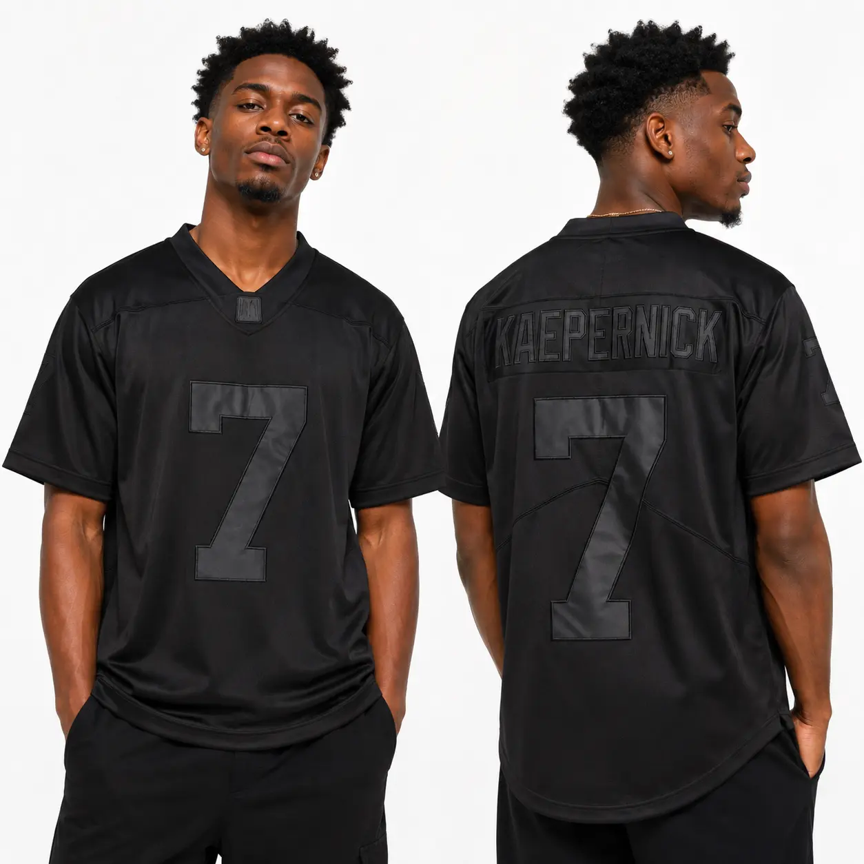 JKNAKN Male Polyester Loose Fit All-Black #7 Stitched Football Jersey Top - Breathable, Machine Washable Professional Sports Fan Clothing for Game Day