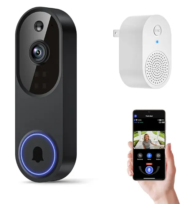 Wireless Wi-Fi Doorbell Camera with 1080P Resolution, 2-Way Audio, Night Vision, Smart AI Motion Detection, Cloud Storage, 2.4GHz Wi-Fi Only Support
