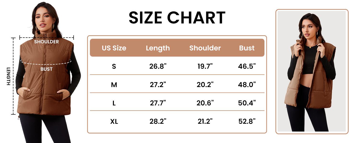 Naeduo Women's Winter Oversized Puffer Vest Lightweight Stand Collar Flysleeve Insulated Padded Puffy Jackets Coat with Pockets Zipper Closure Stay Warm Stylish Casual Basic Outerwear High Neck Minimalist Tops Fitted