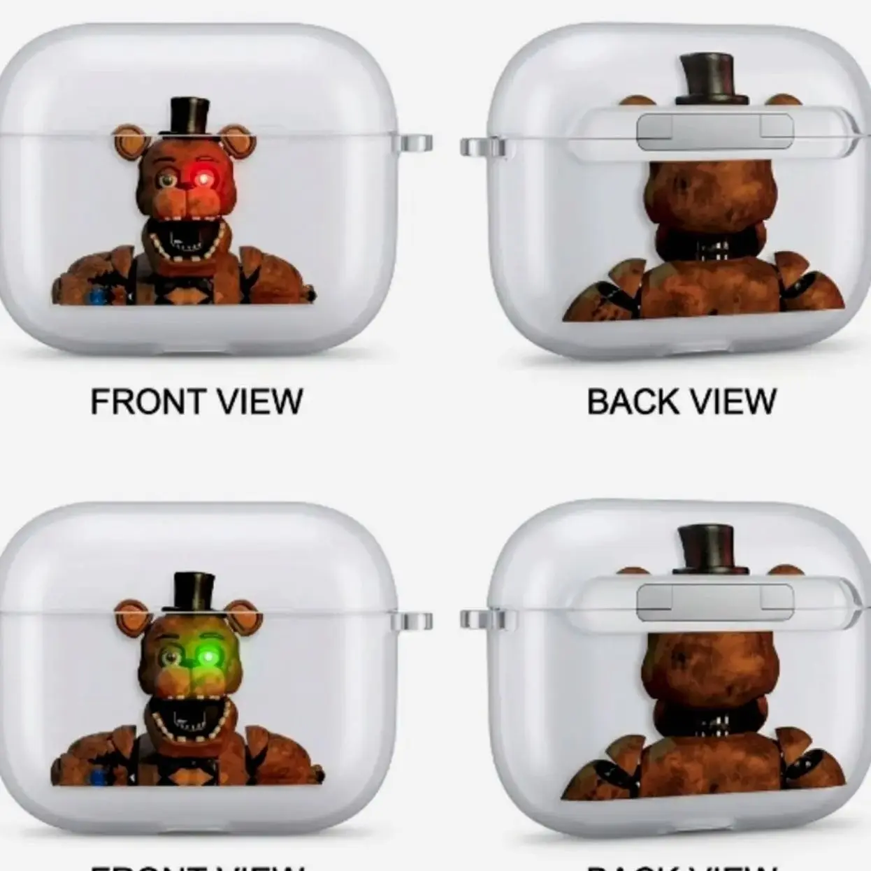 Freddy Fazbear AirPods Case with Keychain, Frosted PC Protective Cover for AirPods Pro, Five Nights at Freddy’s Earbuds Case Gift for Him Her