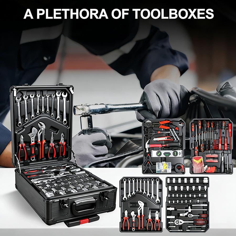899-Piece Tool Set - High-Capacity Portable Metal Tool Case,Wheeled Mobile Tool Cabinet, and 4-Tier Aluminum Alloy Storage Unit- A Complete Kit for Mechanical Repair & Home Maintenance - ThePerfect Father's Day Gift 899-Piece Tool Set - High-Capacity Portable Metal Tool Case,Wheeled Mobile Tool Cabinet, and 4-Tier Aluminum Alloy Storage Unit- A Complete Kit for Mechanical Repair & Home Maintenance - ThePerfect Father's Day Gift