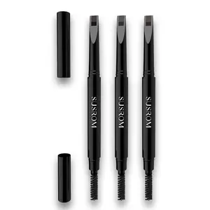 2-in-1 Double-ended Eyebrow Pencil Twsit-up No-sharpen Hair-like Strokes Feathered Brow - Waterproof, Long-lasting, Beginner Friendly, Eyebrow Cosmetics Makeup