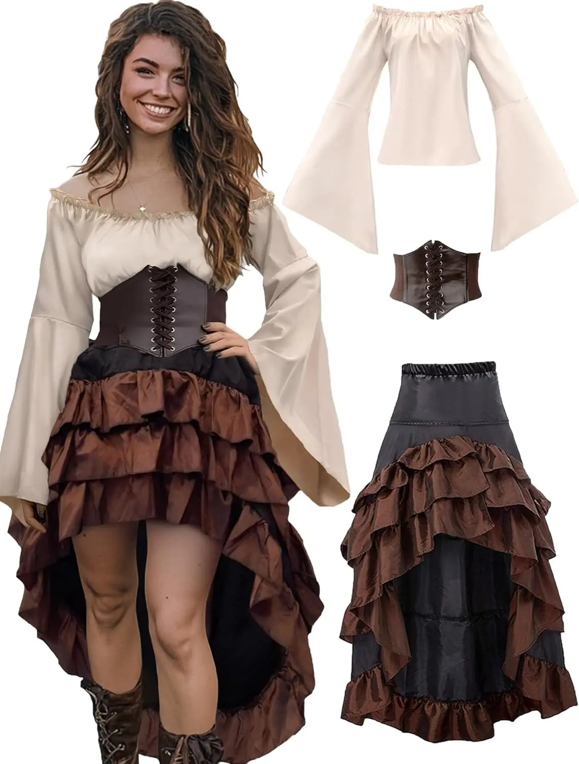 Pirate Costume Women Outfit with Renaissance Corset Halloween Costumes 2025 birthday dress fun Womenswear Clothes witchy clothes women's dresses graduation dress women's clothing renaissance outfits 21st birthday outfit corsetdress spring dresses 2025