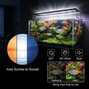 WATER REBIRTH 20-48 Inch LED Aquarium Light, Full Spectrum Fish Tank Light with Timer, 24/7 Cycle Sunrise Sunset Simulation, 5 Brightness Levels for Freshwater Planted Aquariums