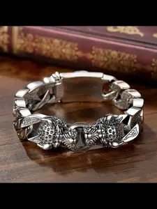 Leopard Horsetail Braided Silver Bracelet Men's And Women's Retro Original Handmade Bracelets for women Fashion Jewelry