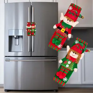 Christmas Elf Fridge Handle Cover, 2 Counts/set Cute Gnome Design Fridge Door Handle Cover, Festive Season Party Decor for Door Knobs and Handles