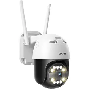ZOSI C296 5MP WiFi Pan/Tilt Camera,3K Plug-in PT Outdoor Camera for Home Surveillance,Smart Person Vehicle Detection,Night Vision,2 Way Audio,Floodlight Siren,5X Digital Zoom,Cloud & Memory Card Storage