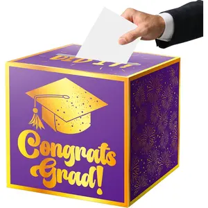 Graduation Card Box, Cardboard Congrats Grad Card Boxes Holder, Purple and  Graduation  Box for Graduation Party Decorations Favors Decor Supplies Props.