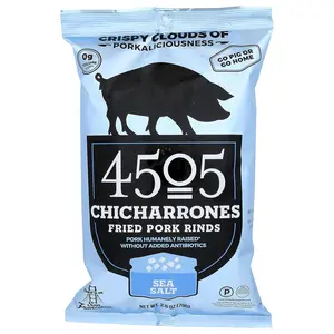 4505 Meats Sea Salt Chicharrones Snack, 2.5 Oz - Case of 12