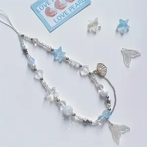 The charming phone lanyard, dreamy mermaid, and shell design are perfect for it. This wrist bead chain rope can be used as a bracelet or keychain for iPhone