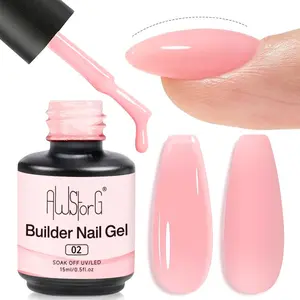 AWStorG 15ML Milky Pink Builder Nail Gel Quick Extension Nail Reinforcement Construction UV Gel Semi-permanent Soak Off French Manicure Hard Gel UV Led Gel