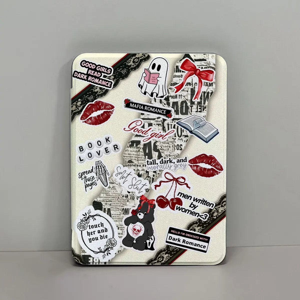 Cute Ghost Cherry PU Leather Case for 6.0"/6.8"/7.0" Kindle Paperwhite 11th-12th Gen & 2022-2024 E-Reader Tablets, Durable Protective Cover with Auto Sleep/Wake, Ideal Gift for Book Lovers