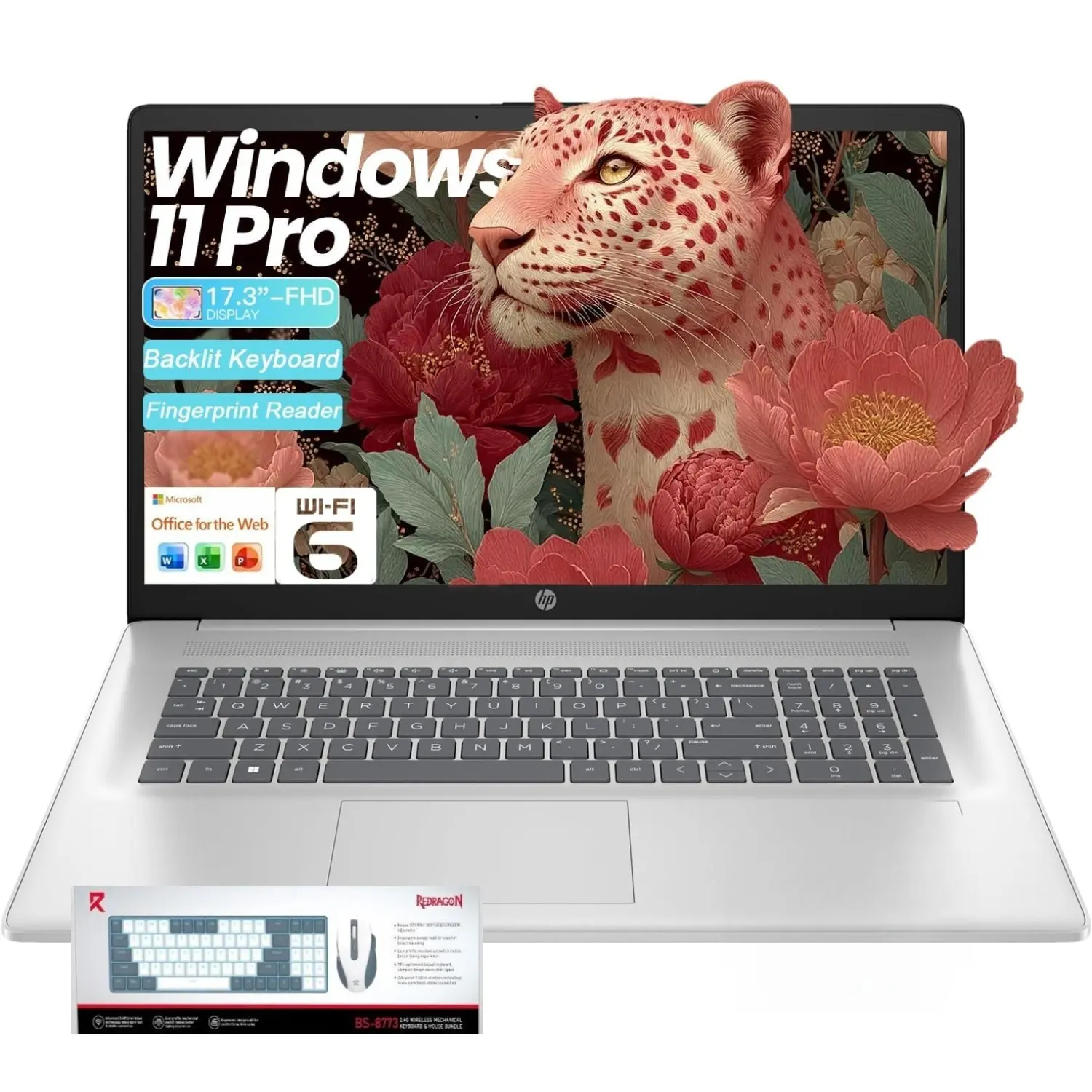 HP Essential Business Laptop, 17.3" FHD Display, Intel Core i5-1334U, up to 32GB RAM, 512GB SSD, Wi-Fi 6, Webcam, Backlit Keyboard, Windows 11 Pro, Silver, Bundle Accessory