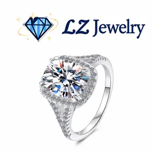 #91（Cushion Cut 4CT）925 Sterling Silver Synthetic Moissanite Ring