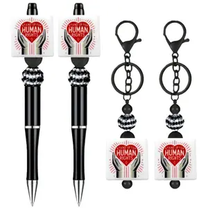 10pcs New Silicone Beads "STAND UP FOR HUMAN RIGHTS" Focus Decorative Beads DIY Keychain, Bracelet,Necklace Ornament, Pen Accessories,Silicone Bead Bracelet,Ballpoint Pen Making Silicone,Bead Keychain,Rustic Bead Design,Durable Silicone Bead Bead Material