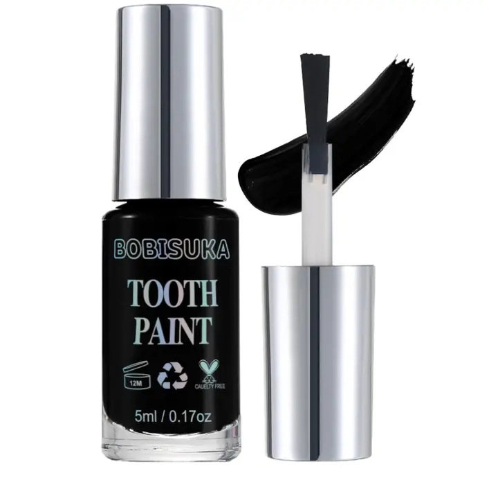 BOBISUKA Black Tooth Paint, Professional Black Out Teeth Makeup Solution - Safe, Quick Dry & Realistic, Perfect for Cosplay, Halloween Makeup, Theater, and Special Effects (5 ml)