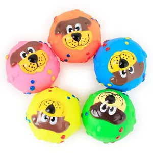 Vinyl Squeaky Dog Face Ball, Interactive Training Ball, Colorful Pet Dog Training Toy Ball, Vinyl Pet Ball Toy