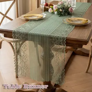 1 Piece French Hollow Lace Tablecloth, Simple and Durable Long Tablecloth, Suitable for Dining Table/side Cabinet/wedding Party Decoration