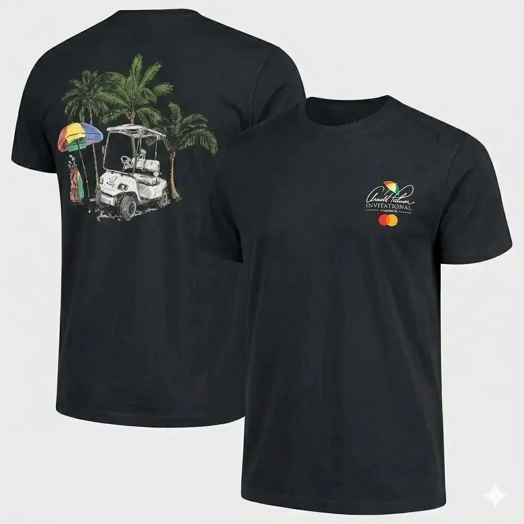 Vintage washed oversized graphic t shirt arnold palmer invitational 2026 golf tournament retro golf cart palm tree old money aesthetic casual sportswear trendy summer vacation vibes y2k streetwear heavyweight cotton mens tops unisex viral Apparel Classic