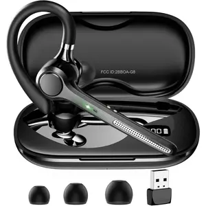 Bluetooth Headset V5.4, Bluetooth Earpiece with 500mAh Charging Case, 50H Talk Time Wireless Headset with Mic for Computer Cell Phones, Hands Free Noise Canceling Headphones for Work Trucker