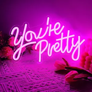 You're Pretty Neon Sign,Pink Neon Signs for Wall Decor,USB Powered Led Neon Signs for Bedroom Decor,Party Light,Led Sign for Bachelorette Party Engagement Party Wedding