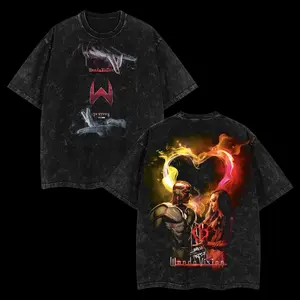 Wanda The Scarlet Witch x Vision -  MCU verse Edition Double Printed Oversize Lightweight Acid Washed Tee Movie TV Series Vintage Graphic Design Top Cotton Movie lovers / Comic Superheroes Streetwear T-Shirt Clothes Menswear Womenswear.