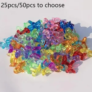 25pcs/50pcs Acrylic Mini Balloon Dog Sculpture Charms, Random Mixed Colors, DIY Craft Accessories For Baking, Vase Fillers, And Creative Projects, DIY Craft Supplies, Playful Design, Glossy Finish, Decorative Objects