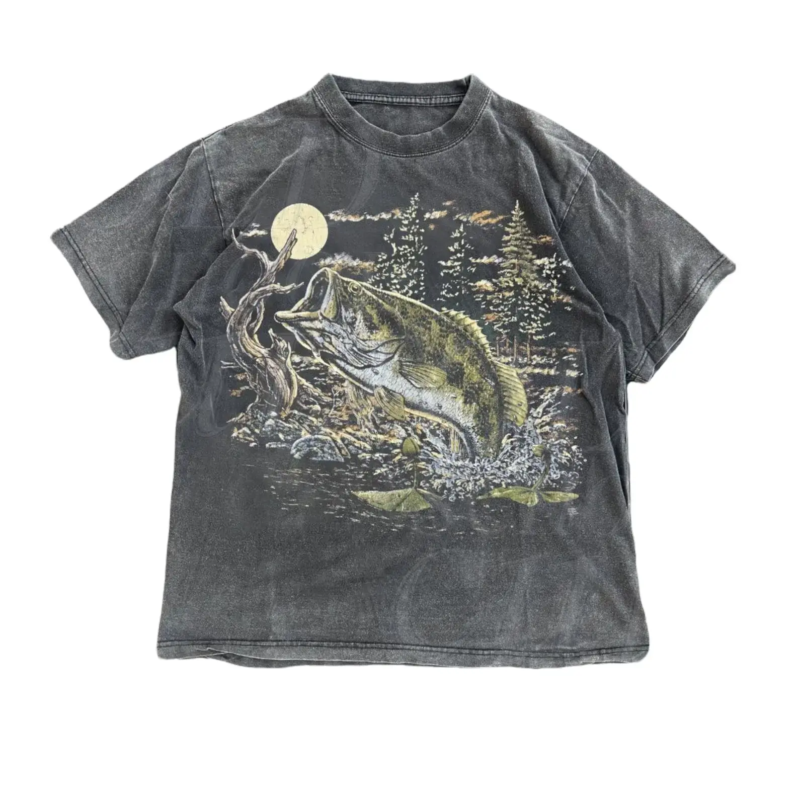 Vintage Bass 90s Fishing Shirt, Largemouth Bass Graphic Tee, Retro Fisherman Nature T Shirt, Outdoor Angler Moon Lake Unisex Tee