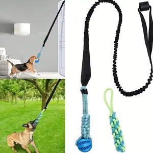 Dog Indoor/Outdoor Bungee Hanging Pull Toy, Pet Fun Stretch Toy Interactive Tug-of-War Boredom Relief Toy Multi-Functional Multi-Purpose Indoor Outdoor Door Toy Dog Chew Teeth Cleaning Durable Chew Rope
