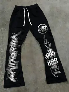 Y2K style classic cross flared pants men's, spring and autumn Gothic pants cross print unisex sports pants 2026 new year casual pants street fashion brand aesthetic geometric pants American style