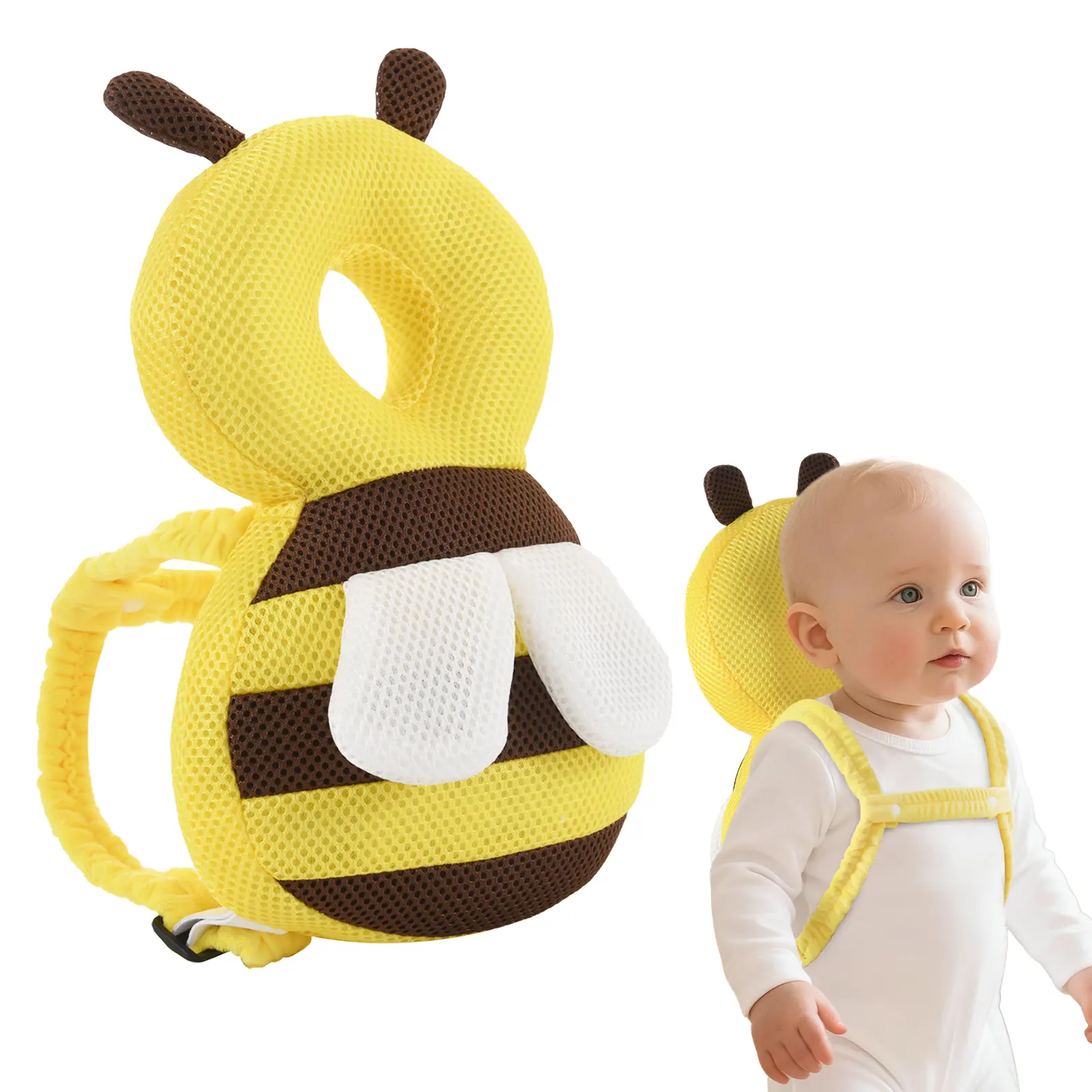 Baby Head Protector Backpack Super cute bee shaped baby anti-fall pillow soft & lightweight