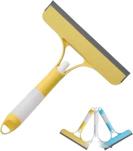 3 in 1 Window Cleaning Scraper with Spray Bottle & Brush Yellow Ergonomic Handle for Cars Homes Kitchens & Shower Glass One Spray Clean Efficient Three-in-One Design for Hassle-Free Cleaning