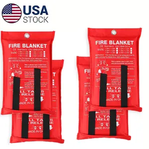 Fire Blanket, Fireproof Blanket, 4 Counts Heat-resistant Fiberglass Fire Blanket with Pull Tabs, Reusable Fire Safety Equipment for Kitchen, Home, School, Office