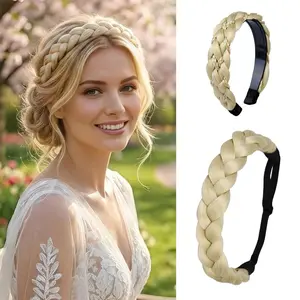 Braid Headband with Teeth  Elastic Braided Headband (2PCS Set) |   Braided Headbands for Women in Color 613 |   NonSlip Sports  Fashion Hair Accessories Combo
