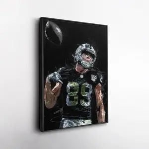 Brock Bowers Poster - Las Vegas Raiders Football Wall Art, Fan Room or Office Decor, Watercolor Poster Gift [UNFRAMED - PRINT ONLY]