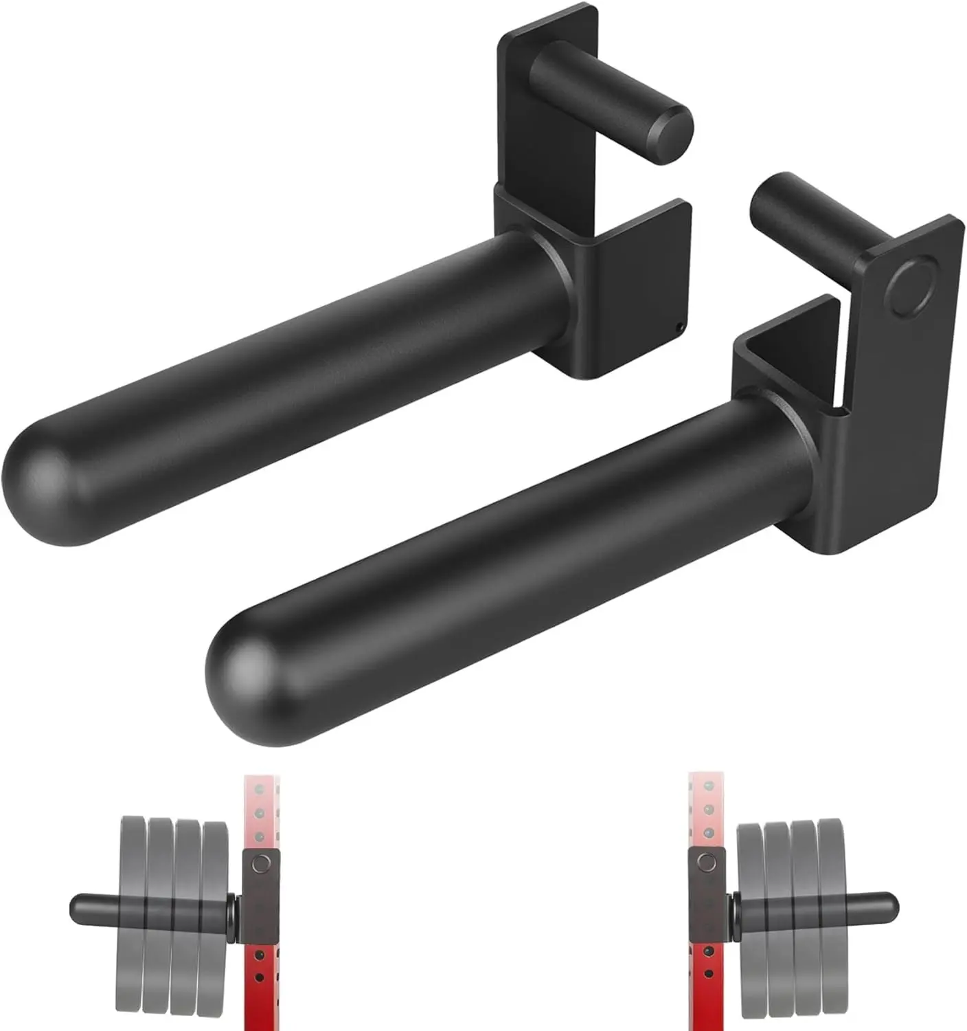 Weight Plate Holder for Squat Rack and Power Rack, 2"x2" and 3"x3" Rack Attachments fit Olympic 2 Inch Plates, Gym Plate Storage Rack (2 Inch Rounded End)