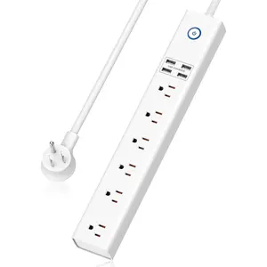 Power Strip 10Ft - Surge Protector with USB,  6 Outlet and 4 USB Charger, 10Ft Long Extension Cord Flat Plug(1250W/10A/2100J), Wall Mountable Overload Protection for   Office Dorm