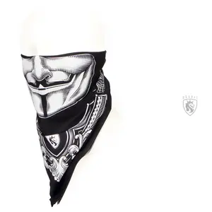 Vendetta Bandit Bandana - Black and White Graphic Design with Unique Patterns, Ideal for Any Occasion