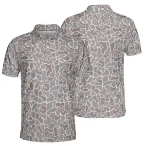 Men’s Performance Polo Shirt Classic Deer Camo Hunting Style Moisture Wicking Outdoor Outfit Tee