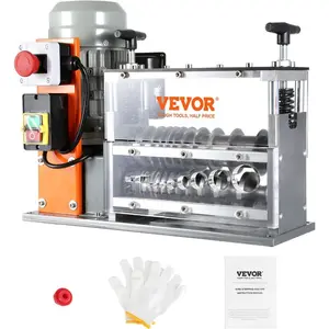 VEVOR Manual Wire Stripping Machine, 0.06 - 1 in, Copper Stripper with Hand Crank or Drill Powered, 64Mn Quenched Blades, 45# Steel Rollers, Aluminum Alloy Frame Wire Peeler, for Scrap Copper RecyclingVEVOR Super Brand Day