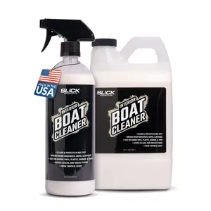Slick Products Interior Boat Cleaner & Protectant Spray 2-in-1 Marine Detailer for Vinyl, Upholstery, Plastic, Rubber & Trim Removes Sunscreen, Dirt & Grime Non-Greasy Finish Made in USA