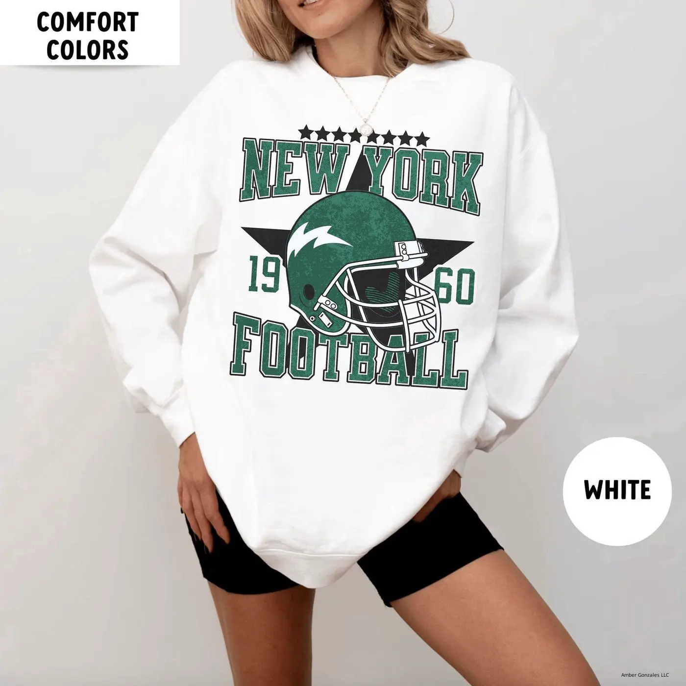 Comfort Colors Jet Football Sweatshirt, New York Football Crewneck, Vintage Style Jet Sweatshirt, Aaron Rodgers Sweatshirt, Jet Crewneck