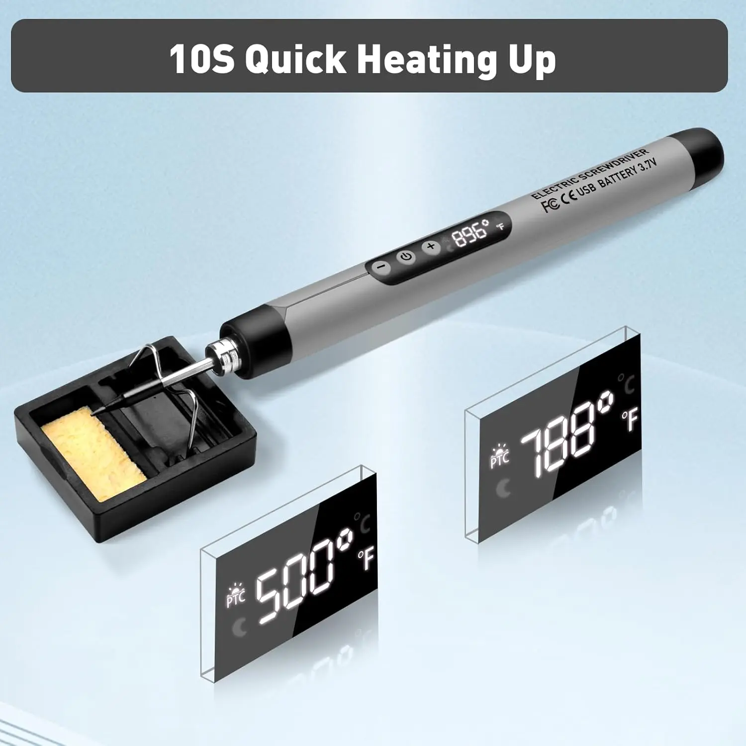 Mini Cordless Soldering Iron Kit, USB Rechargeable Portable Cordless Soldering Iron, LCD Digital Adjustable Temperature Thermostatic Soldering Gun for Home Appliance Repair, DIY, Consistent Welding Results, Diy Enthusiasts, Durable Nozzles, Efficient Diff